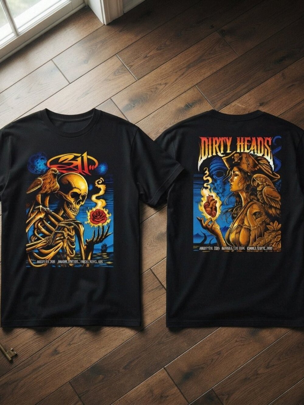 311 Dirty Heads Concert Graphic Tee Black Front Back Band T-Shirt